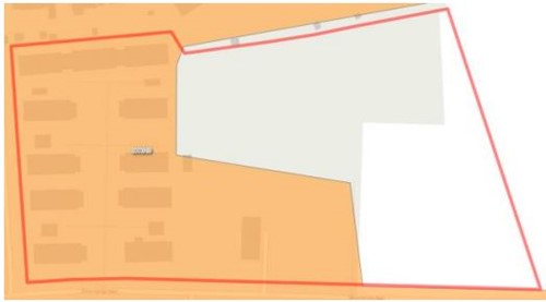 Figur 15: Det markerede areal viser placeringen af det nye boligområde ved Skovrelvgyden. En del af området var inden opdateringen med i opland SPA010.