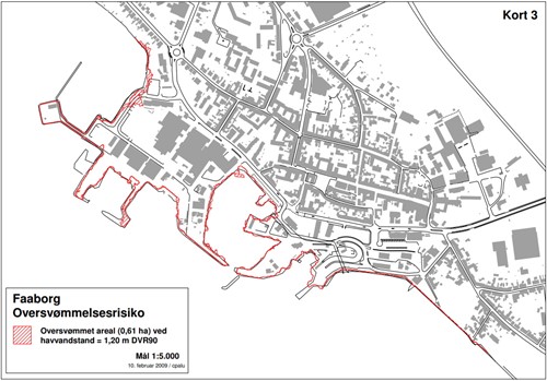 Faaborg havn Oversvømmelseskort 3 1,1 - 1,2 m